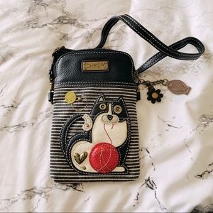 Chala Leather Striped Cat Mini Crossbody Bag